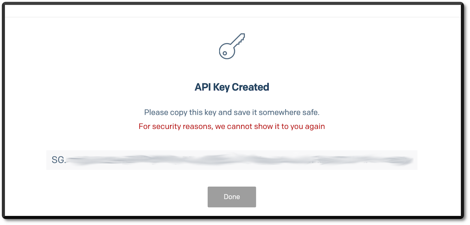 Copy your SendGrid API key