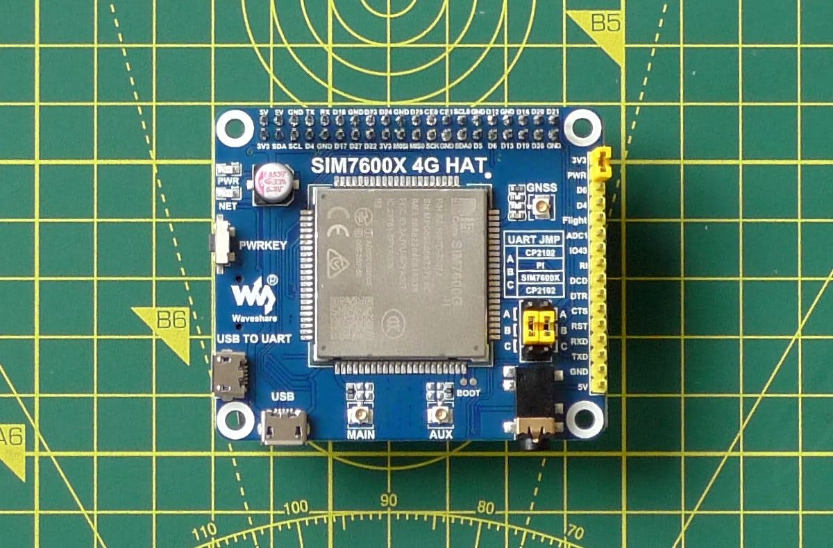 The Waveshare SIM7600G-H 4G Hat.