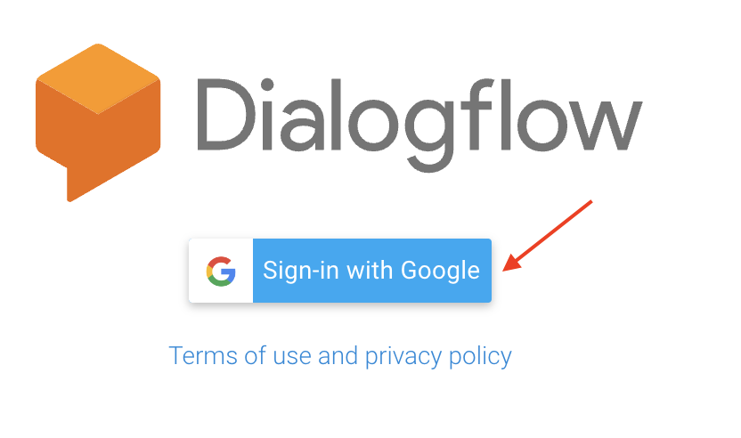 Log in Dialogflow.