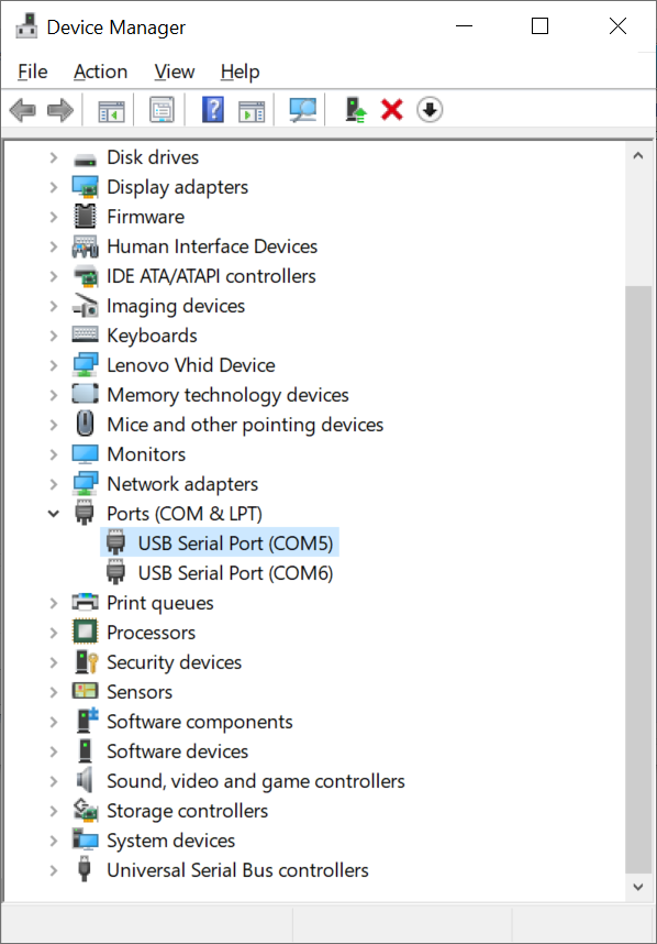 u-blox EVK-R5 developer kit -- windows setup -- device manager.