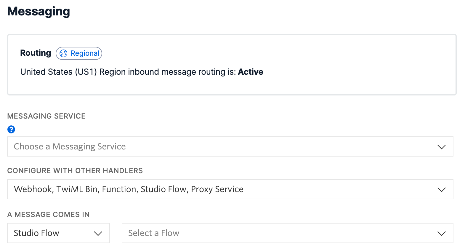 Configure a Studio Flow to connect to a Messaging number.