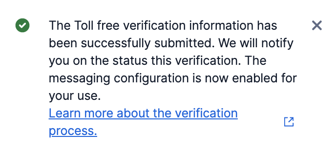 Confirmation message after verification submission.