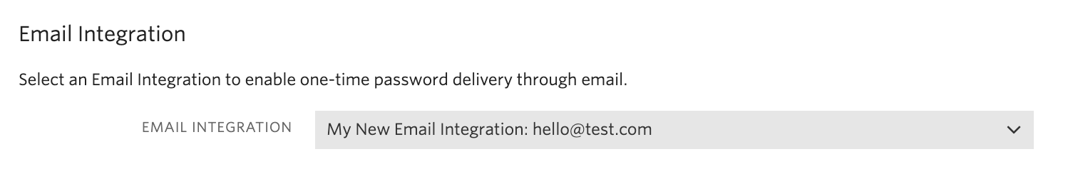 Email Integration select from verify service.