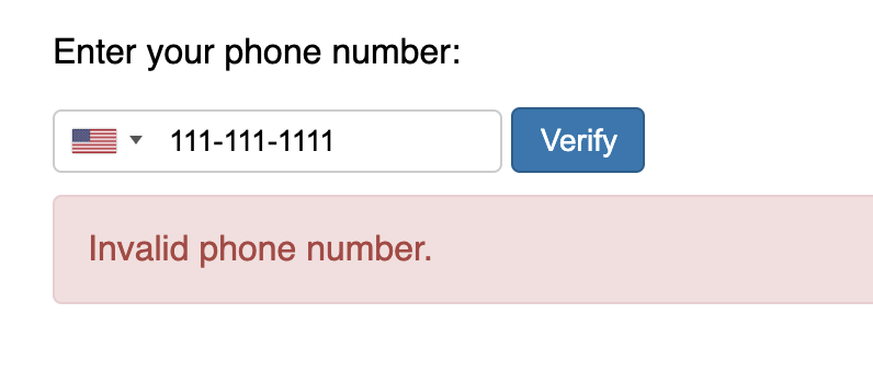 invalid phone number validation.