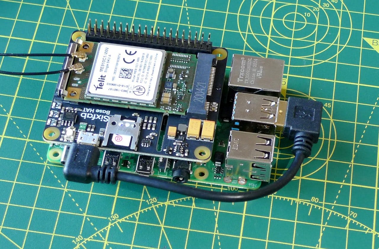 Connect Hat to Pi with the USB cable.