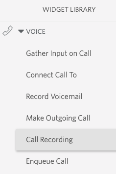 Call Recording in Widget Library.