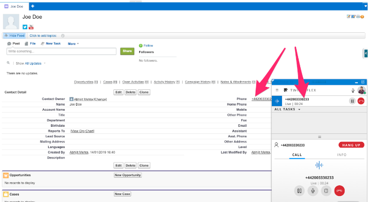 Salesforce-Flex integration: Find data for an existing contact (Salesforce Classic).