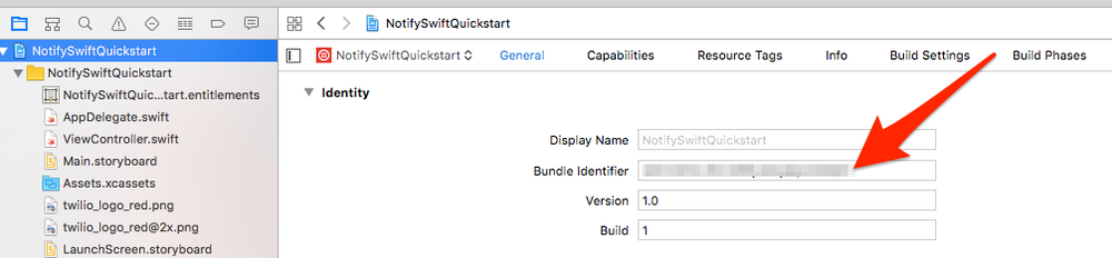 Notify iOS Quickstart - Sample mobile app bundle identifier