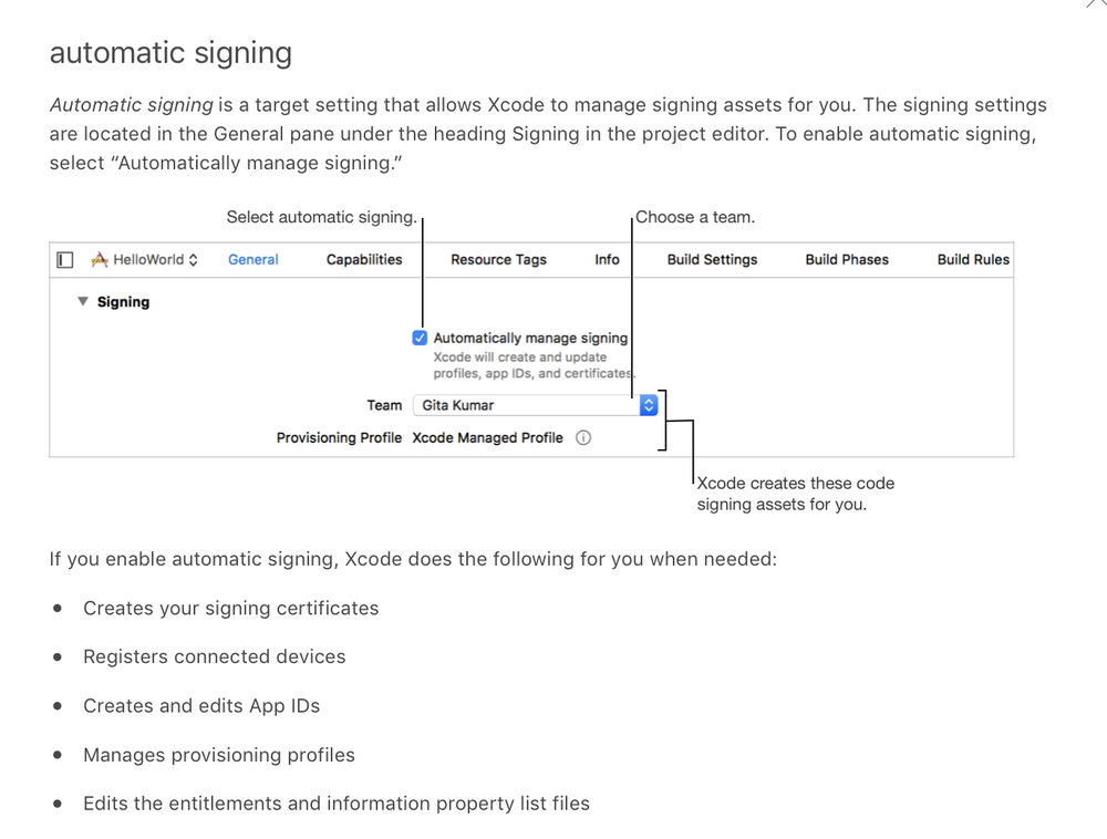 Automatic signing with Xcode.