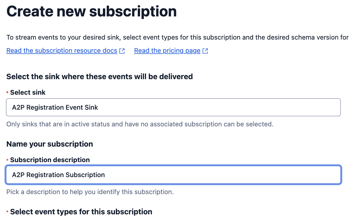 Create New Subscription.