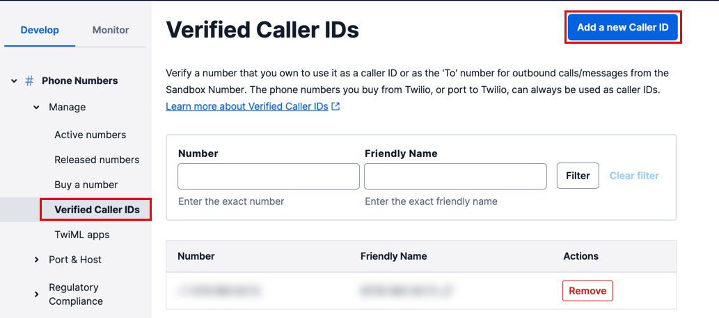 Verified Caller IDs.