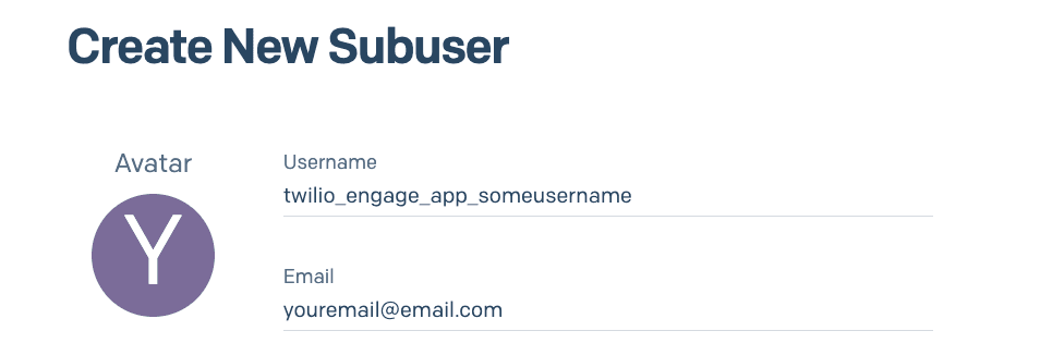 Adding a SendGrid subuser.