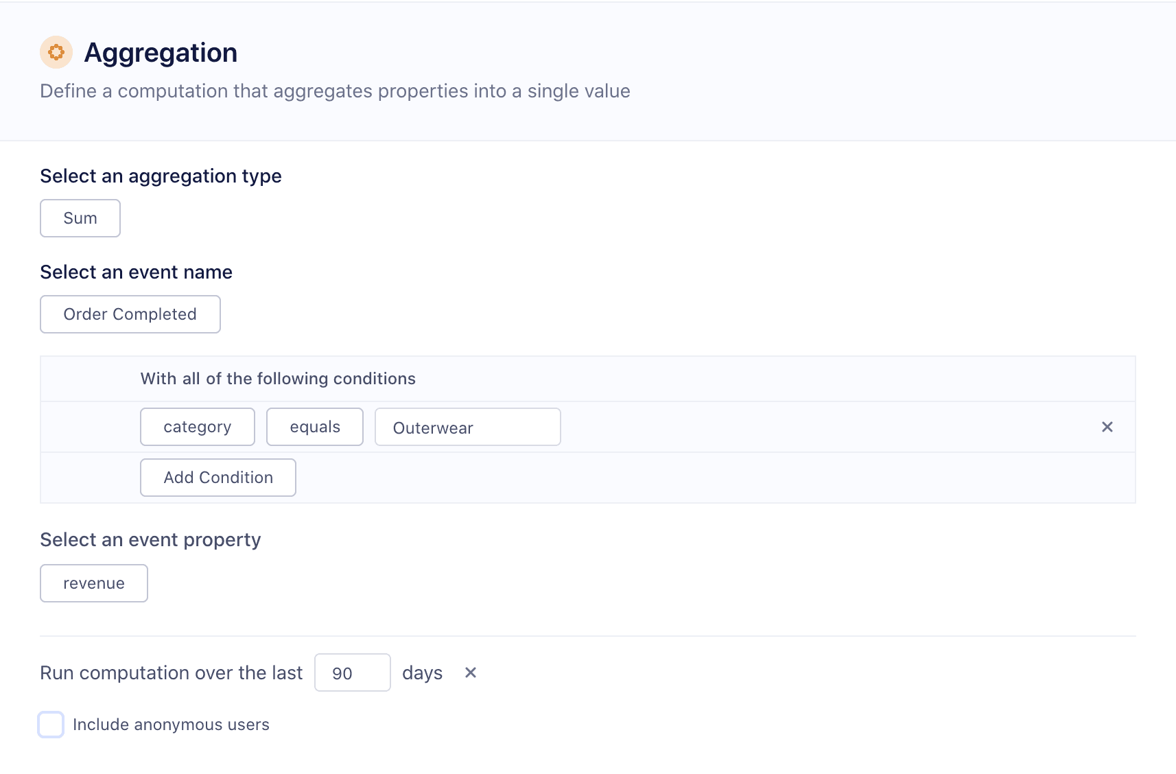 An aggregation trait run over the course of 90 days.