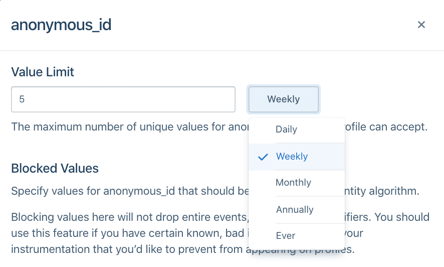 Add value limits for an identifier type.