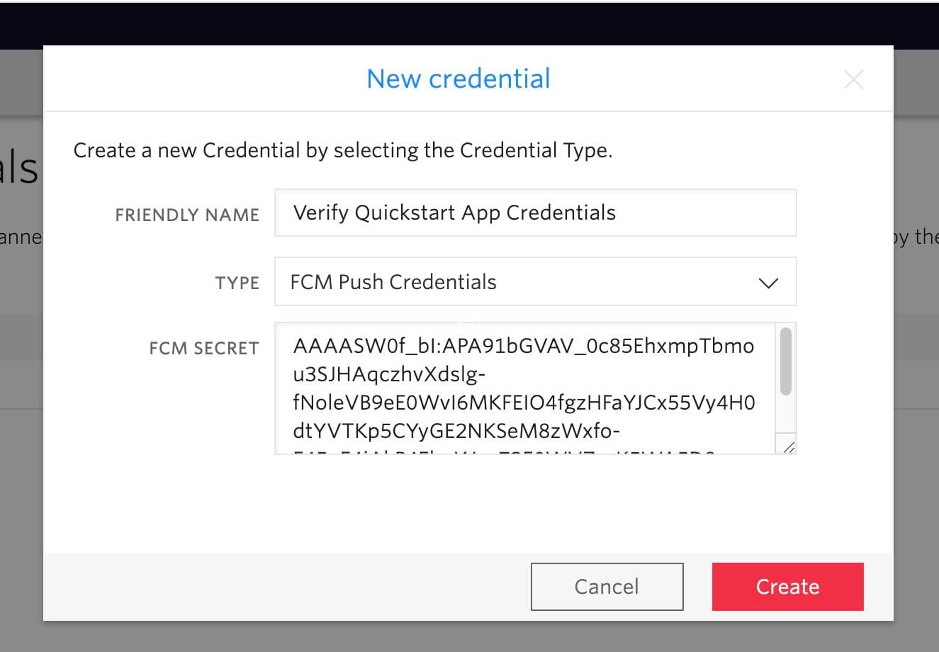 v push new fcm credential.