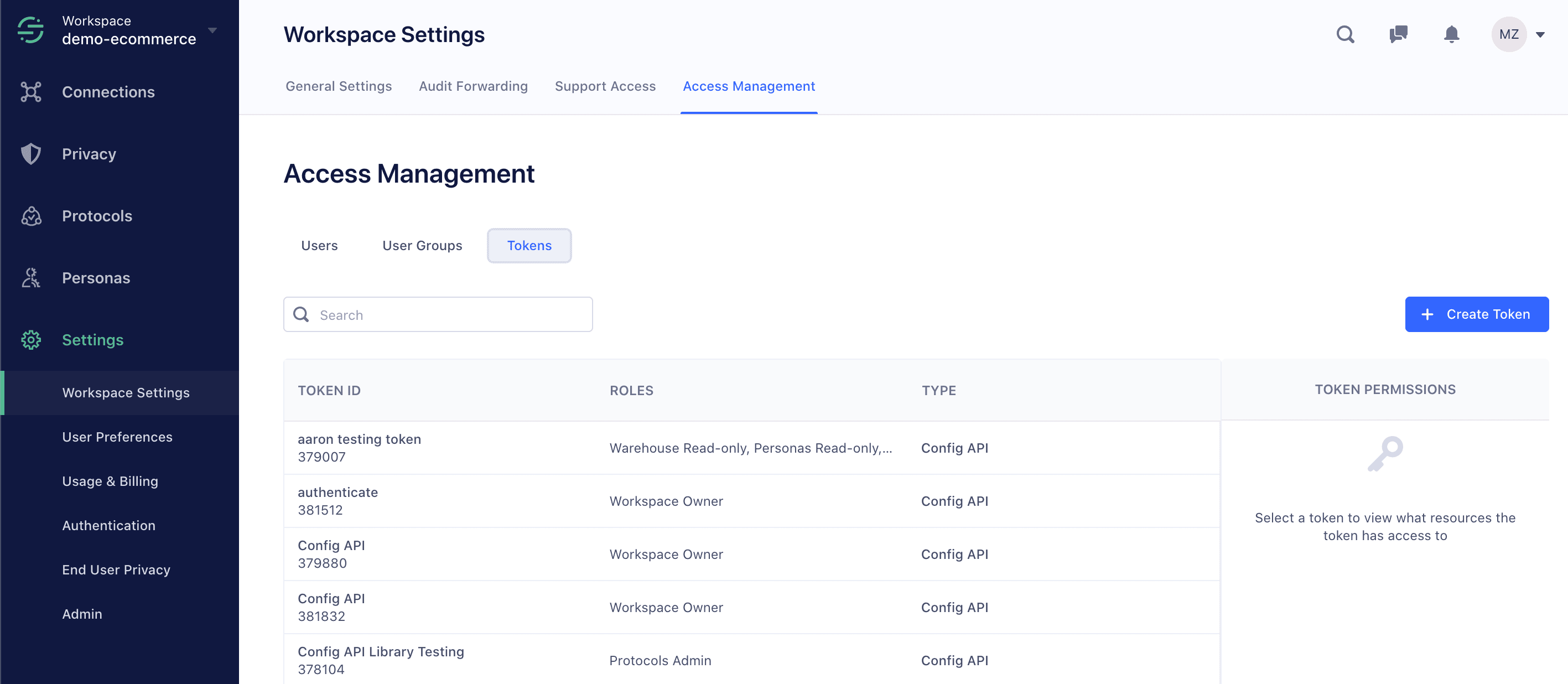 Screenshot of the Workspace Settings tab, with the Access Management tab selected.