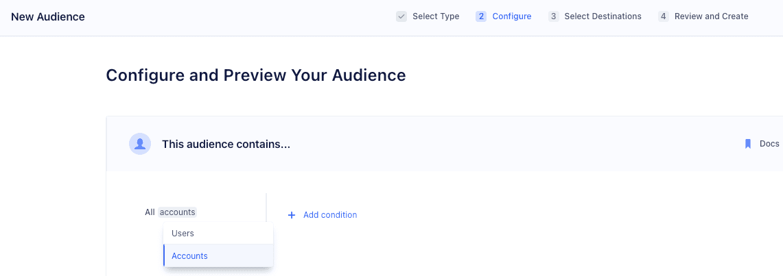 Use this control to access account level audience conditions.