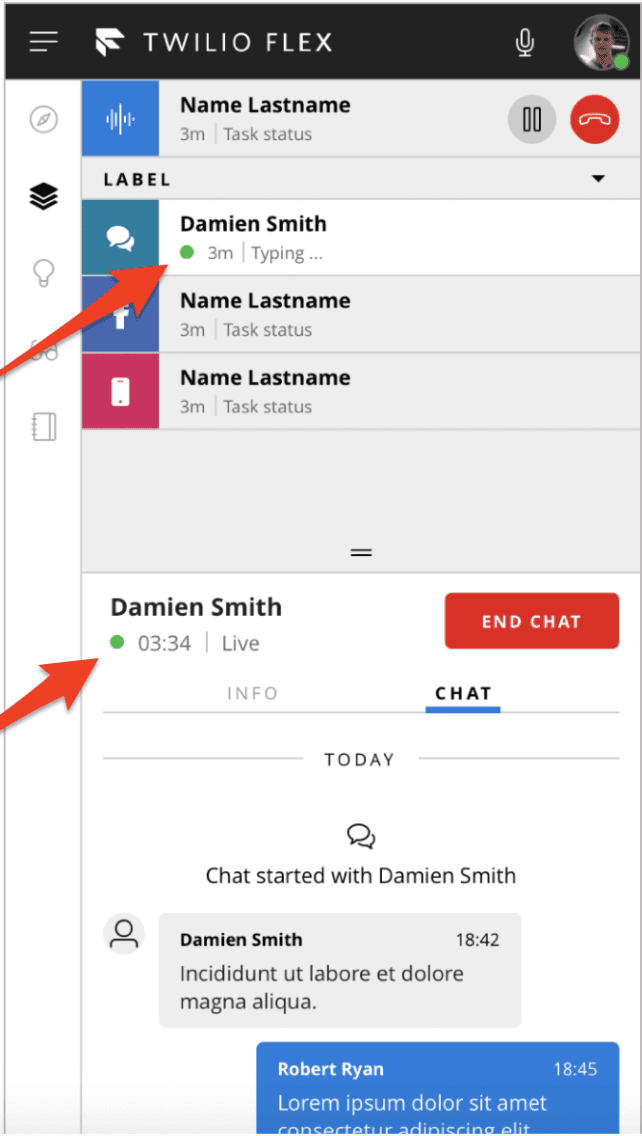 indicator of a WebChat customer reachability.