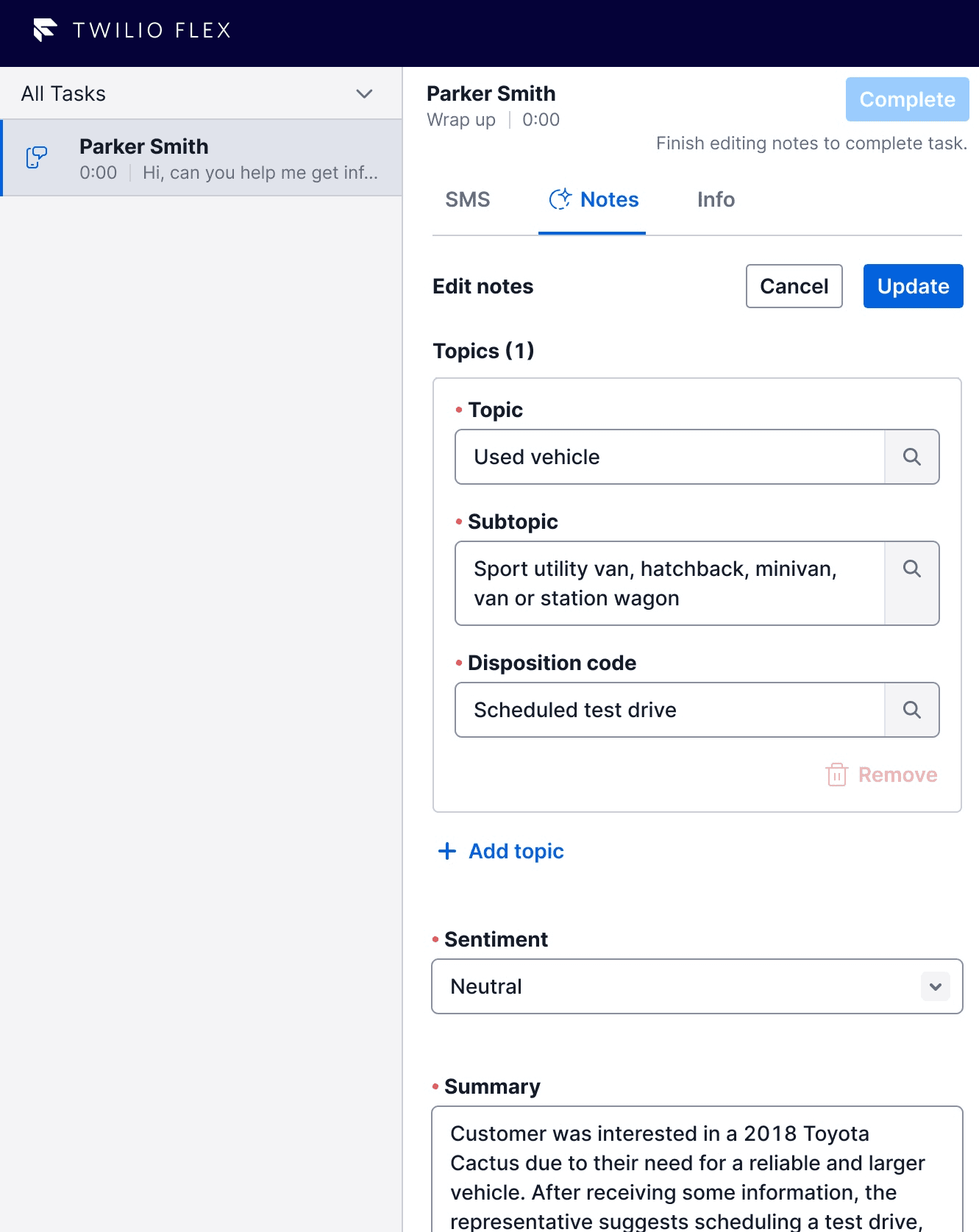 Wrap up notes example.