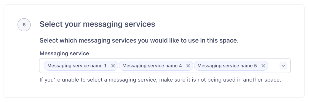 Selecting messaging services in Engage setup.