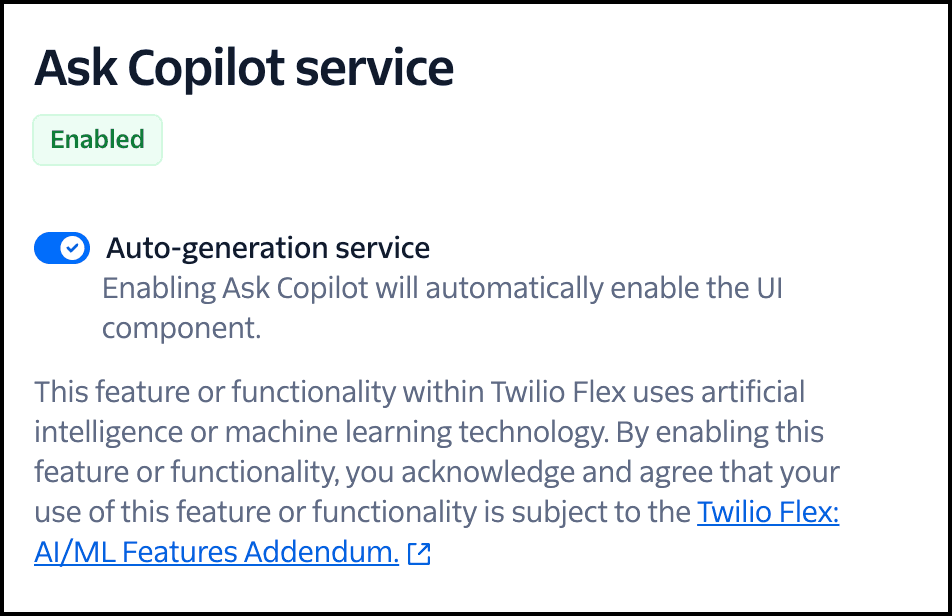 Turn on auto-generation for Ask Copilot.