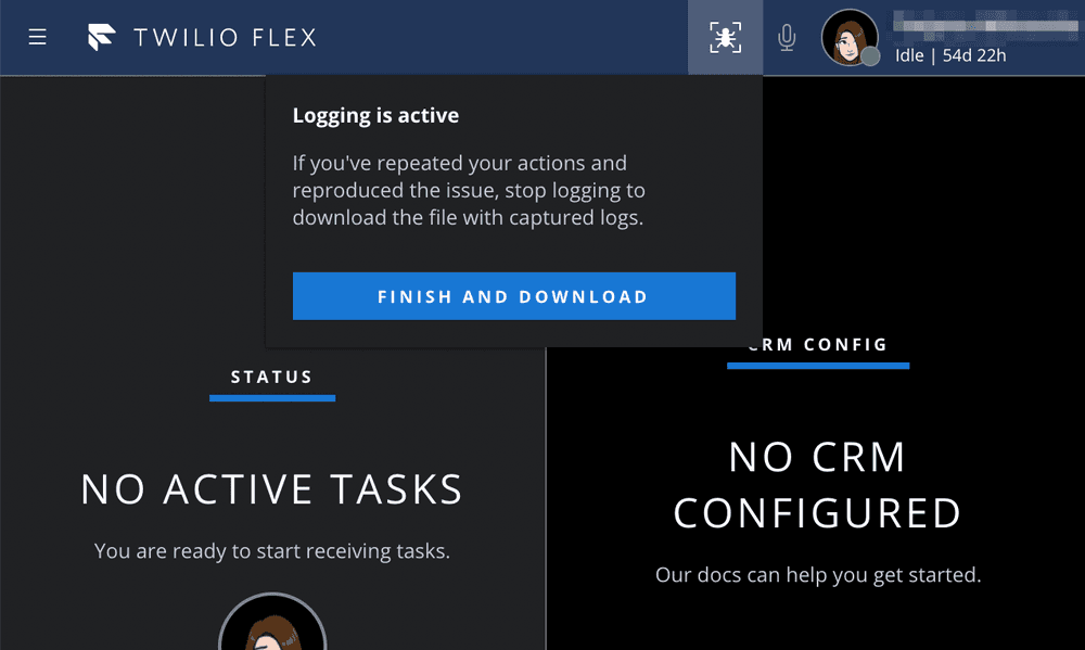 flex ui local logging.