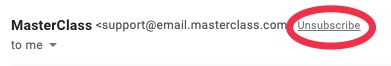 example of unsubscribe link next to sender's address example of unsubscribe link next to sender's address