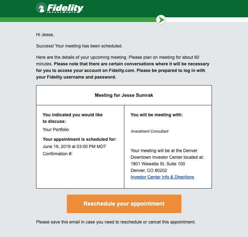 Appointment email