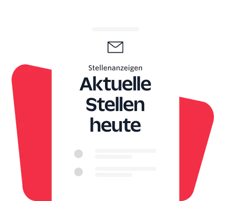 Phone screen showing Today's hot job postings with an envelope icon and a red background design
