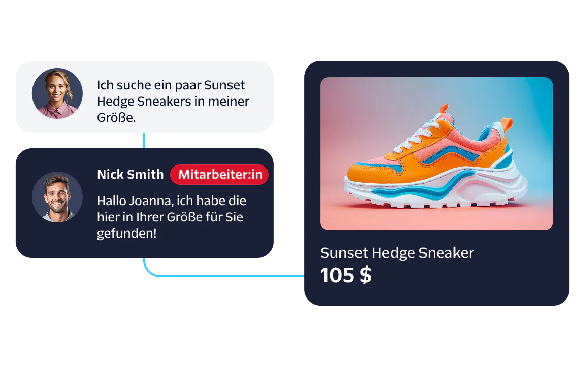 Customer Service Chat About Finding Sneakers Agent helping customer find Sunset Hedge sneakers in their size.