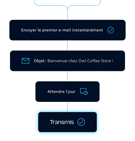 Workflow diagram showing email sequence