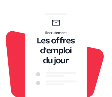 Phone screen showing Today's hot job postings with an envelope icon and a red background design
