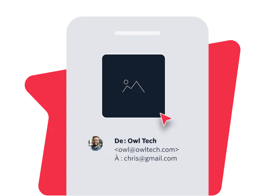 Email Notification Popup on Smartphone Screen Smartphone screen showing an email notification from Owl Tech to chris@gmail.com