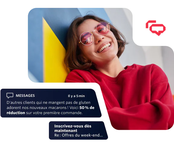 Illustration of a business sending delivery status updates to a customer on their preferred channel.
