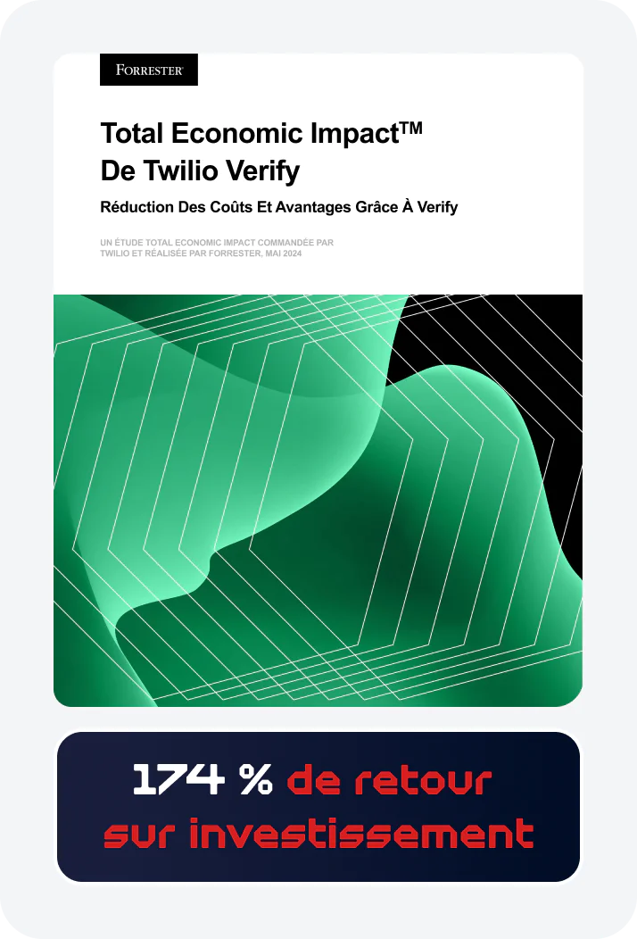 Report cover of The Total Economic Impact™ Of Twilio Verify with ROI and graph illustrations.