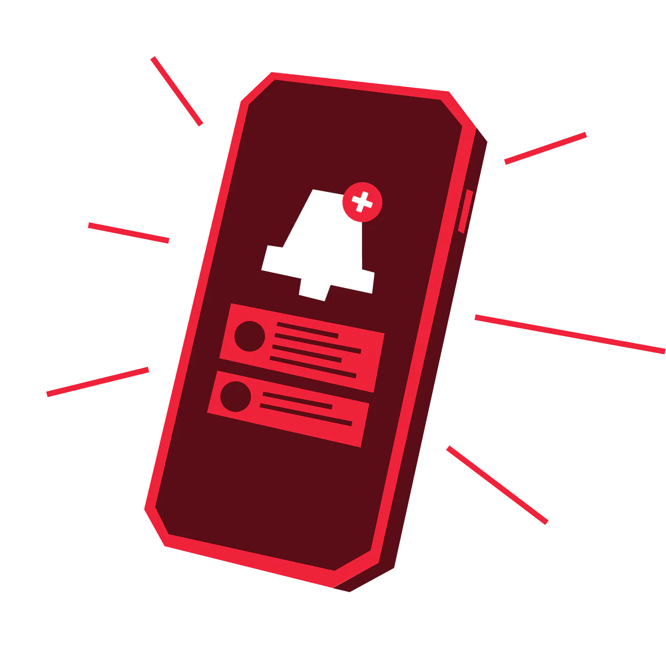 Illustration of a smartphone displaying a notification alert with a bell icon and information.
