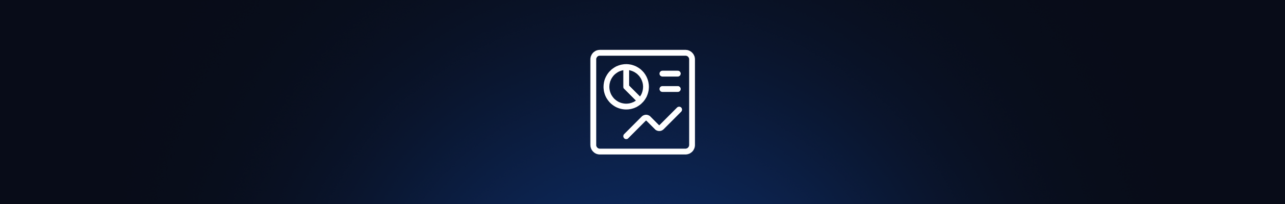 Icon of a dashboard with a clock and a line graph on a dark blue background