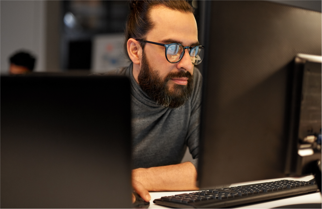 Person doing login process on his computer