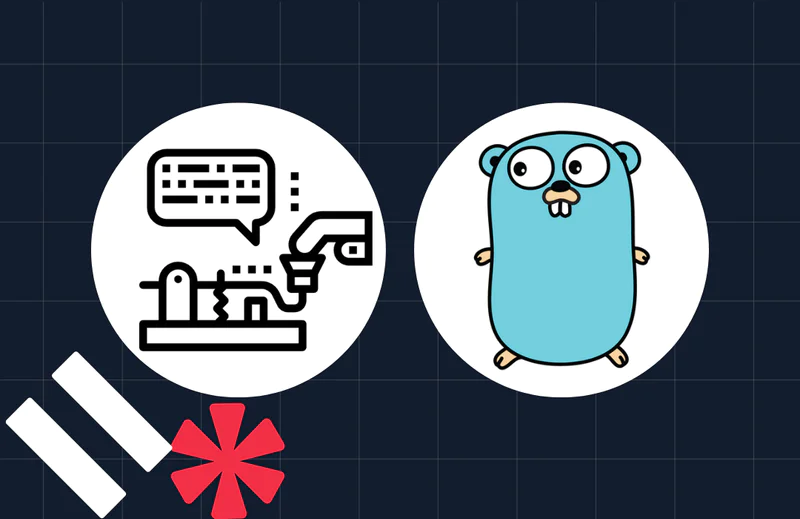 Cartoon gopher and CNC machine control icon with speech bubble on a dark grid background.