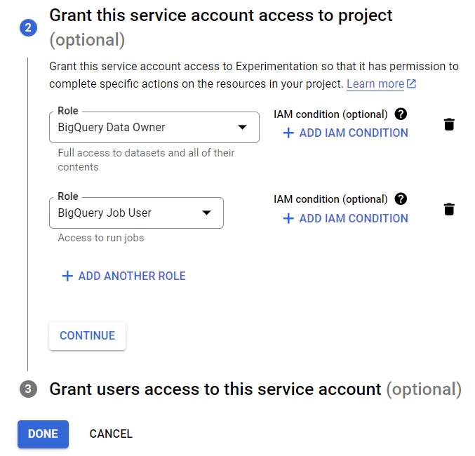 Give a Service Account Access