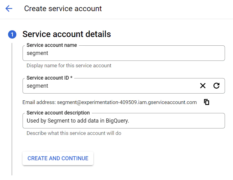 segment Service Account Details