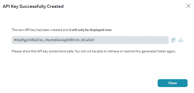 API Key created API Key created