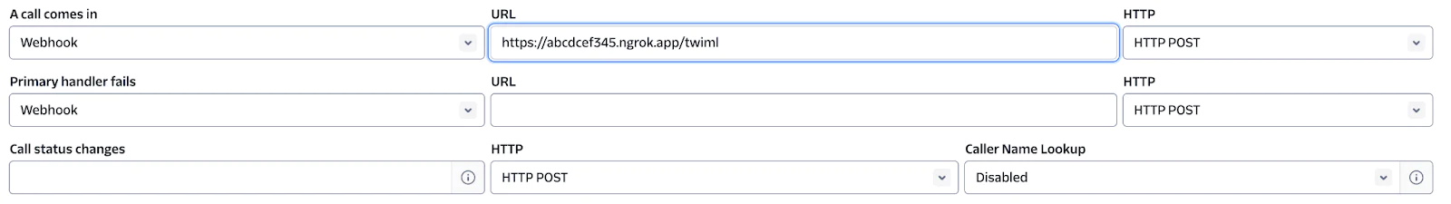 Showing the webhook setup in the console