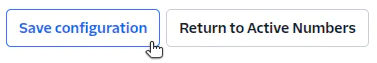 Close-up of interface buttons with Save configuration and Return to Active Numbers options.