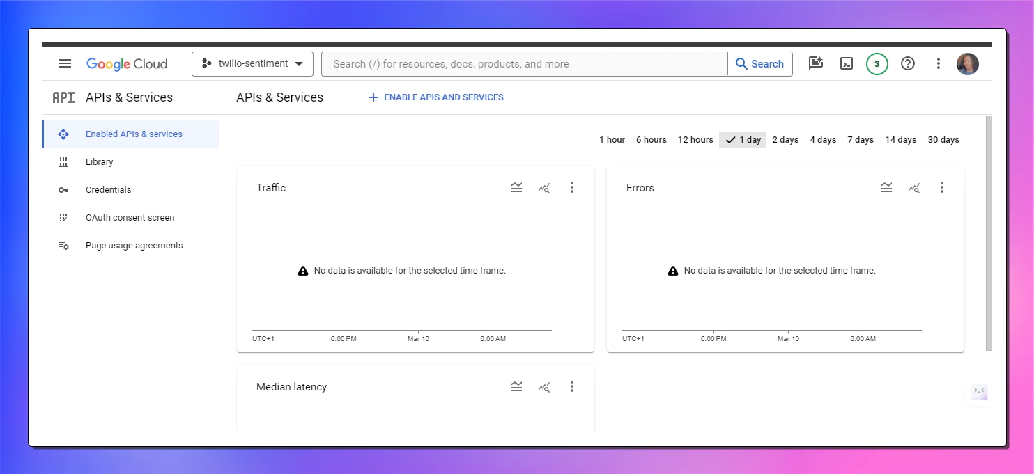 Google sheets API and services page Google sheets API and services page
