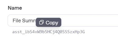 Copy the id