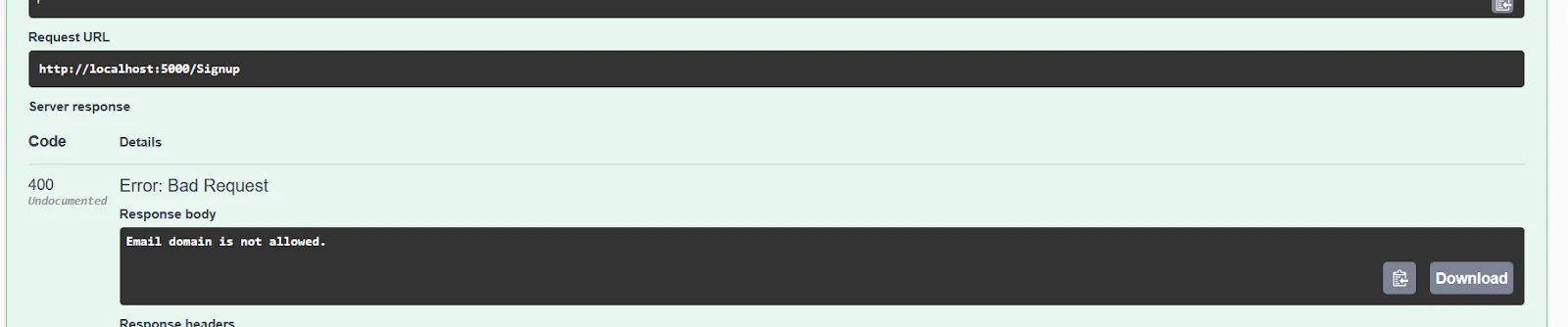 blocked email check result
