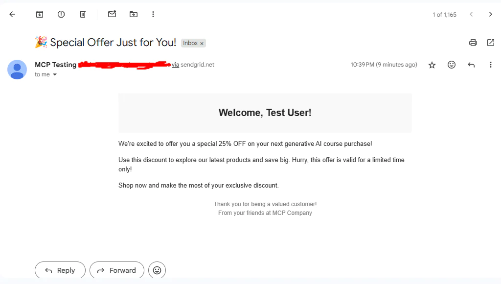 Template-based email sent
