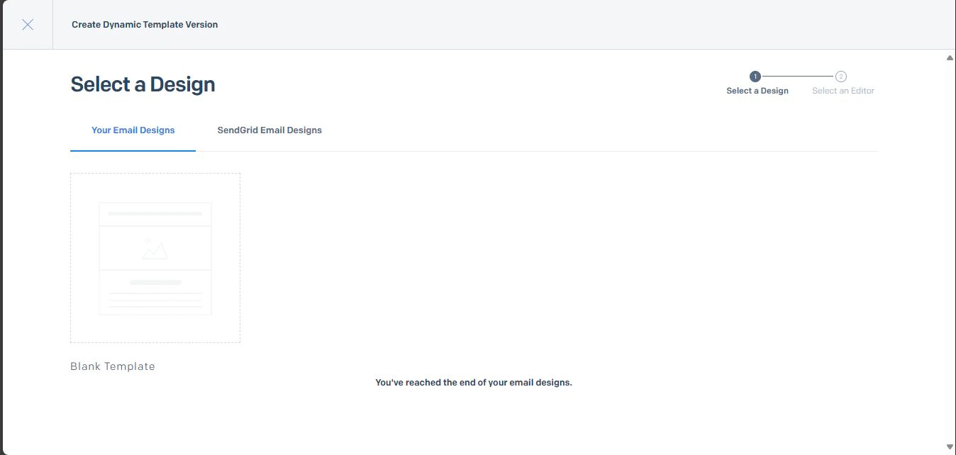 Selecting a design for a SendGrid dynamic template