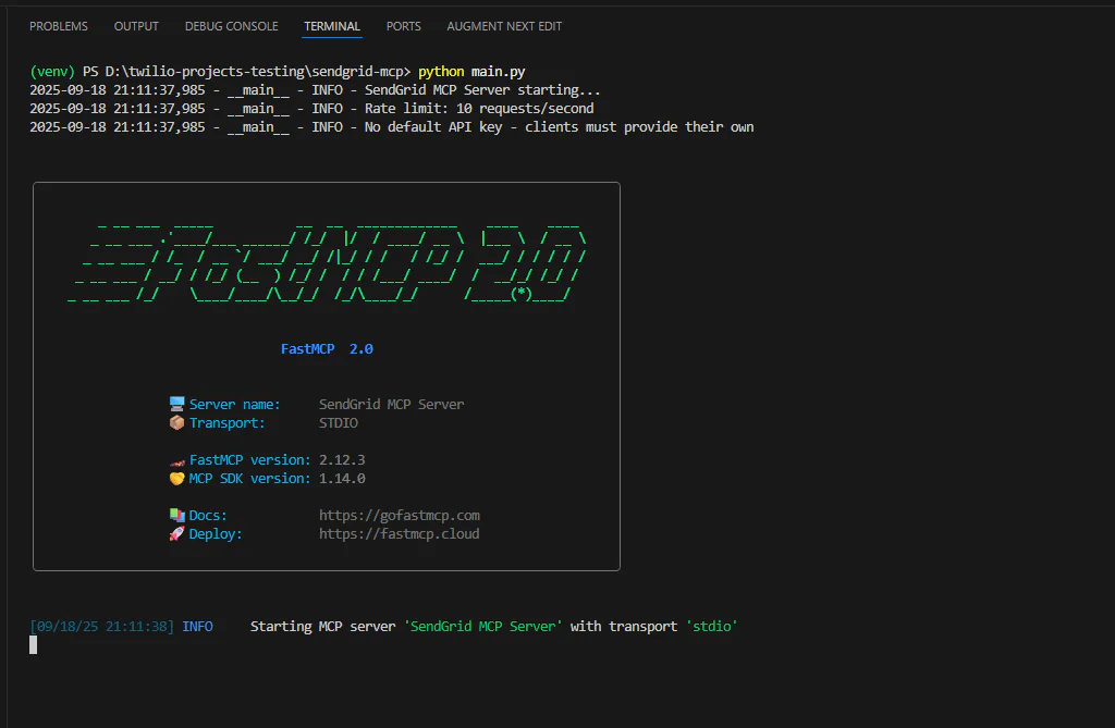 Results of testing the SendGrid MCP server locally